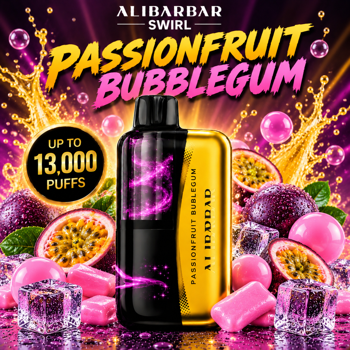 PASSIONFRUIT BUBBLEGUM - ALIBARBAR SWIRL 13,000